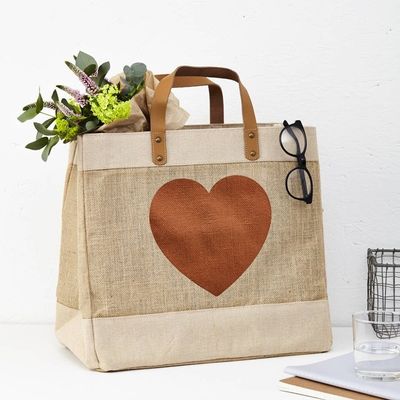 Dagelijks schoolleven gerecycled Jute-tas op maat Burlap Jute Tote-tassen met leren handgrepen