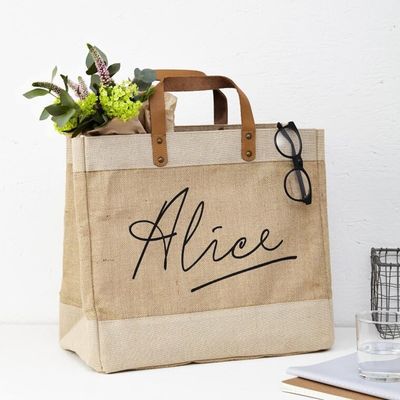 Dagelijks schoolleven gerecycled Jute-tas op maat Burlap Jute Tote-tassen met leren handgrepen