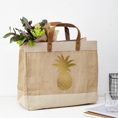 Dagelijks schoolleven gerecycled Jute-tas op maat Burlap Jute Tote-tassen met leren handgrepen