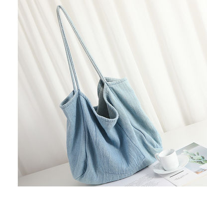 Lichte Denim Eco Friendly Cosmetic Shopping Tote Bag met cartoonpatroon