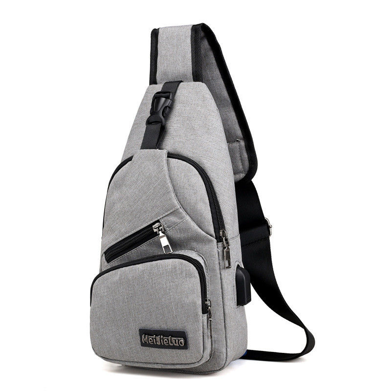 Zipper sluiting Canvas USB opladen Anti-diefstal borstzak voor mannen op korte reizen