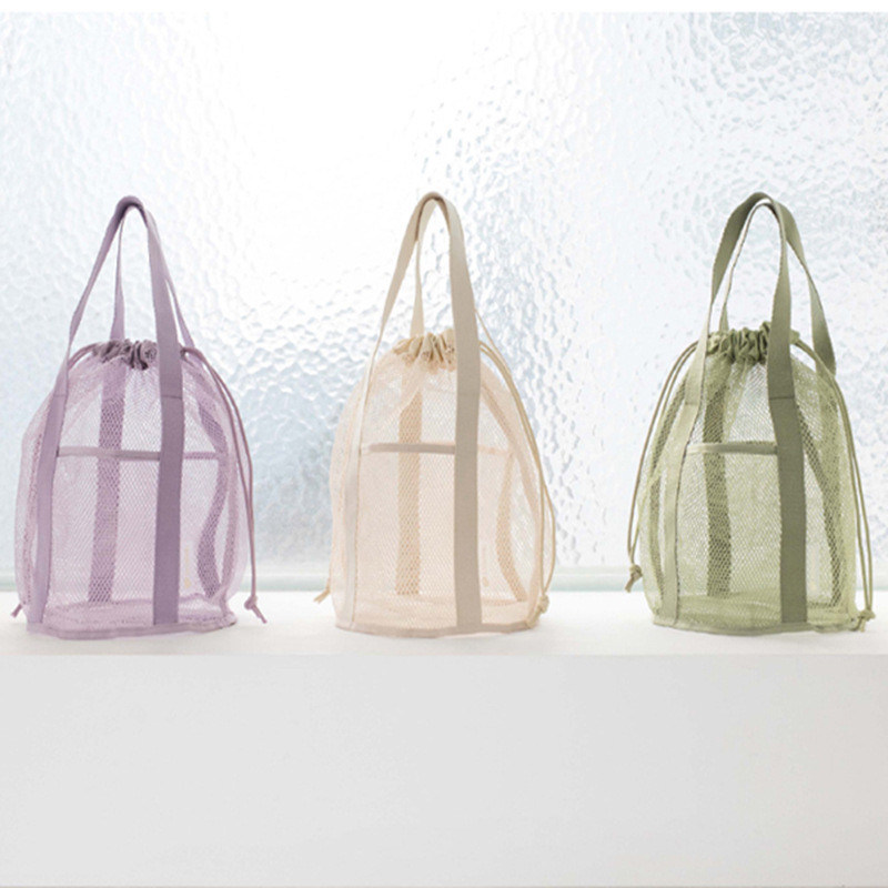 Logo Gepersonaliseerde reisorganisator tas met mesh-cut-out en trekstring zak opvouwbaar