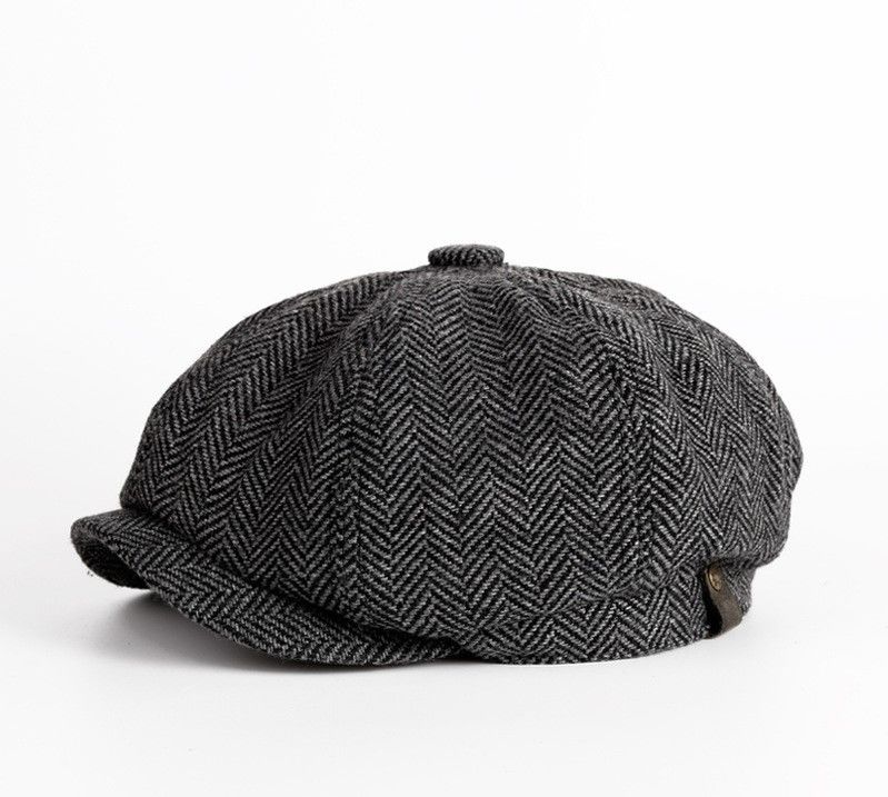 Lente- en herfsthoed voor mannen Gewone gekleurde wol baret met retro Engeland achthoekig ontwerp