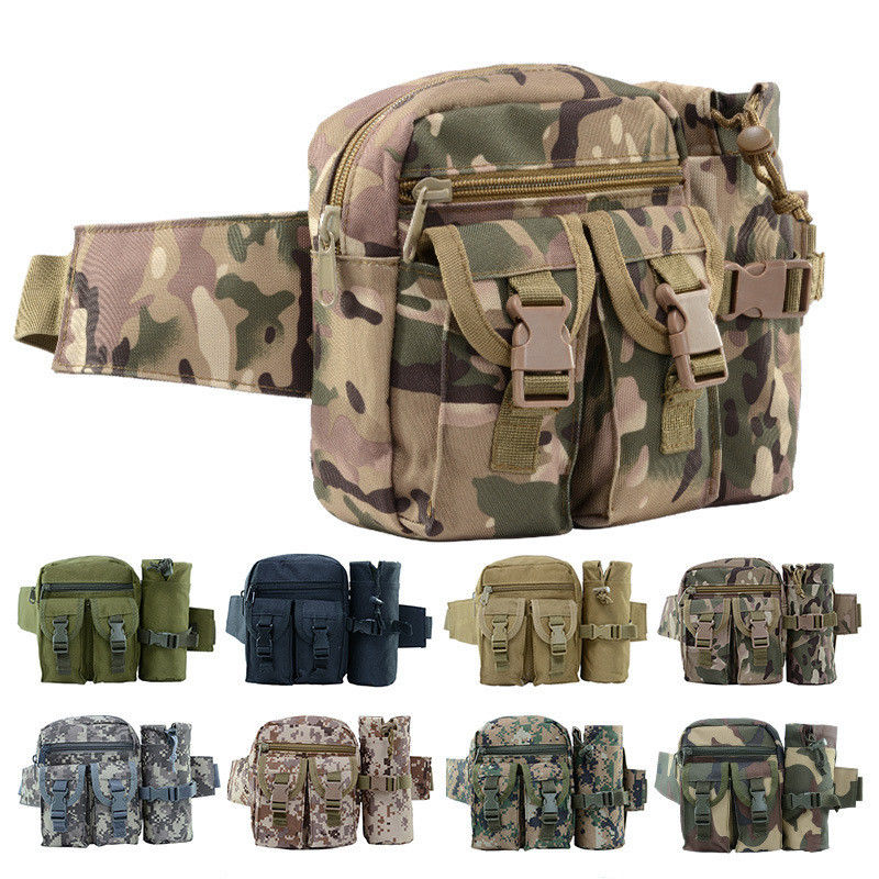 Op maat gemaakte kleur Oem Mensen Camo Tactische Fanny Pack Utility Waist Bag Met Waterfles