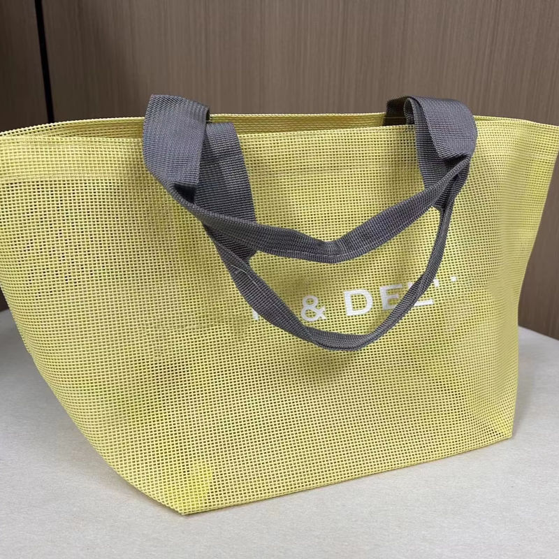 Gepersonaliseerde Logo Mesh Bags Herbruikbare Nylon Wire Mesh Shopping Tote Bag Mesh Beach Bag