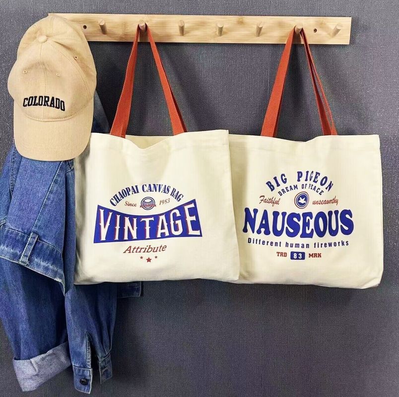 Handled Style Custom Full Printed Logo Big Canvas Tote Bag voor winkelen en strand