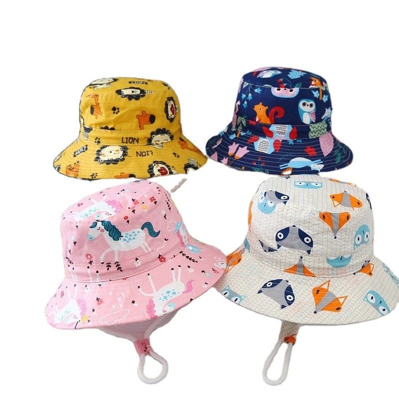 2022 Summer Plain Gekleurde Panama Kinderen Katoen Cartoon Bucket Hoed voor Jongens en Meisjes