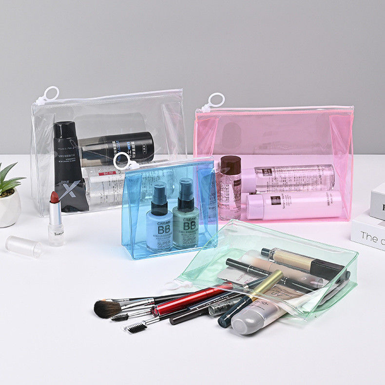 Low MOQ PVC Custom LOGO Travel Pouch Clear Zip Lock Cosmetische tas met aangepast logo