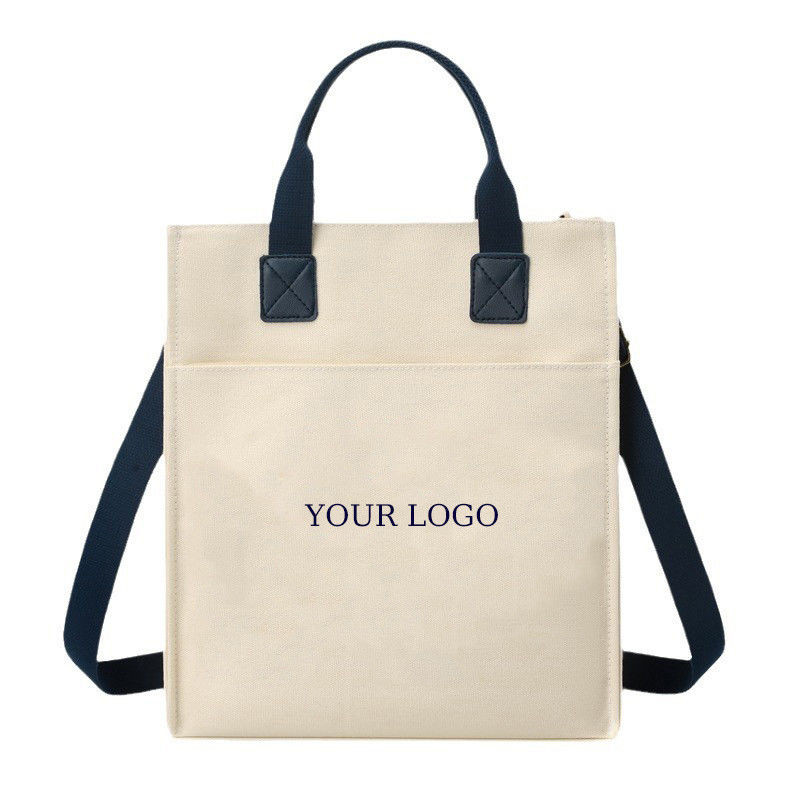 PU-handvat Eco-vriendelijk Waterdicht Gelamineerd Canvas Tote Winkeltas Met Custom Logo