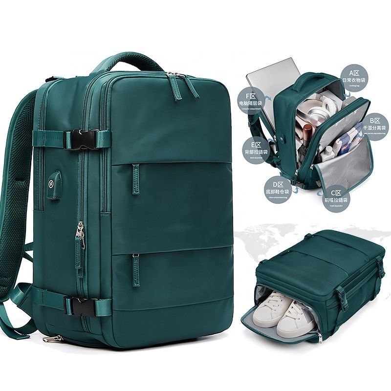 Waterdichte Anti-diefstal Custom Nylon Polyester Reistas Laptop Business Wandeling Rugzak met USB Charging Port