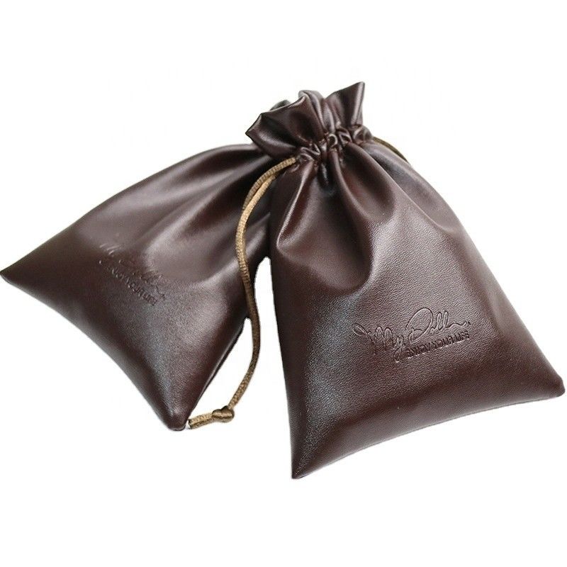 Middelgrote Custom Logo PU Lederen Juwelen Pouch Drawstring Bag voor High Class opslag