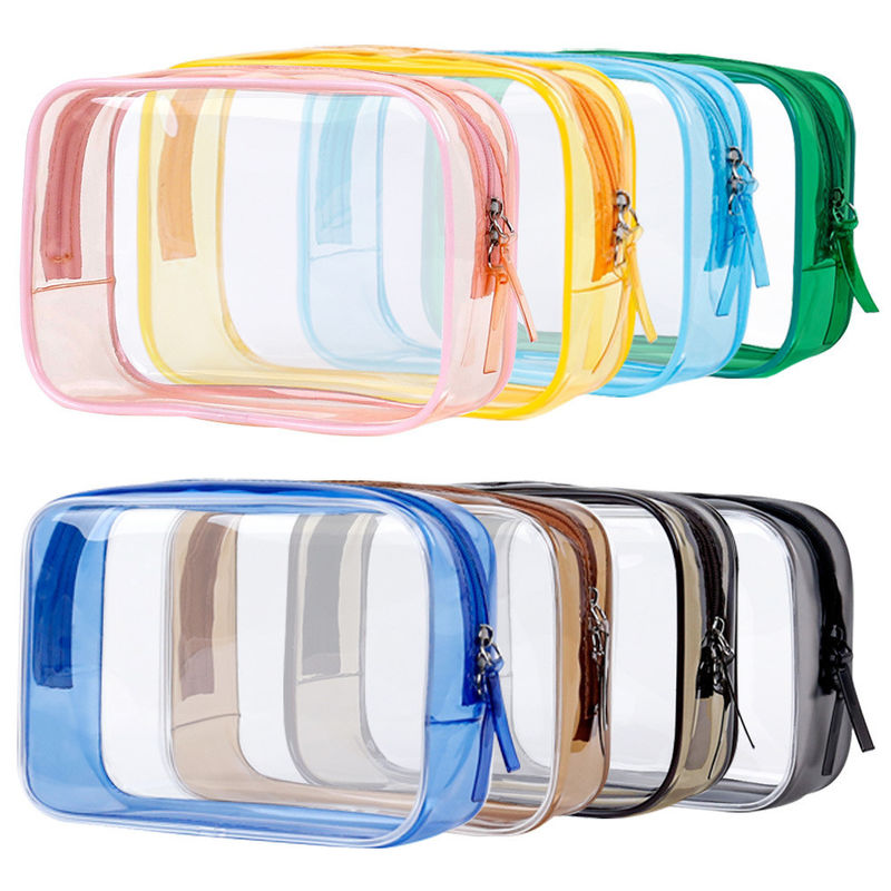 Custom Logo Transparent PVC Make-up Bag Kleine toiletartikeltas voor vrouwen Dubbele rits