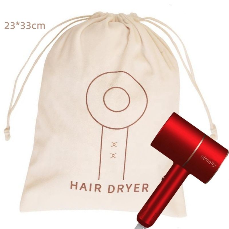 Custom Logo Print Suede Drawstring Bag voor het beschermen van hotel haardroger tegen stof