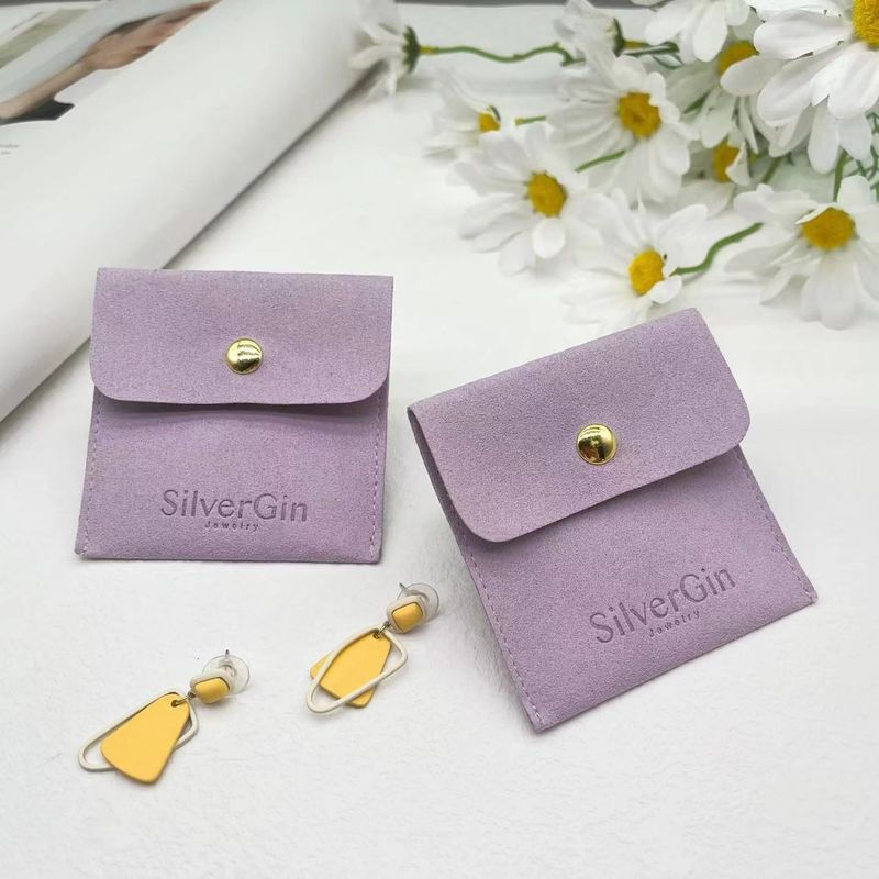 Juwelenzak Luxe Logo Print Microfiber Snap Button Bags voor oorbellen en halskettingen