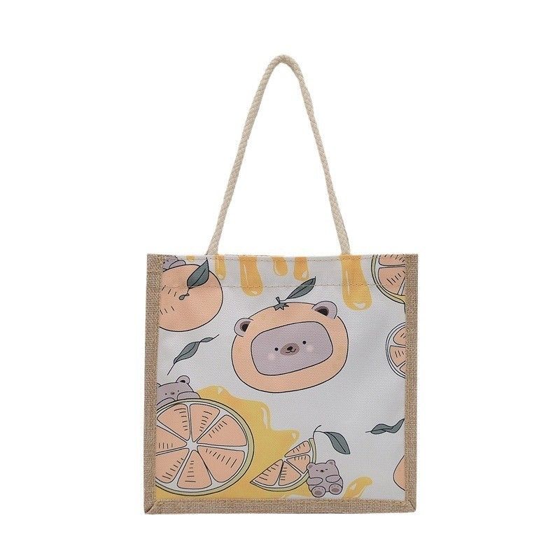 2024 Koreaans Ins Simple Student Cartoon Canvas Handtassen Dames Mini Tote Bags Voor Meisjes