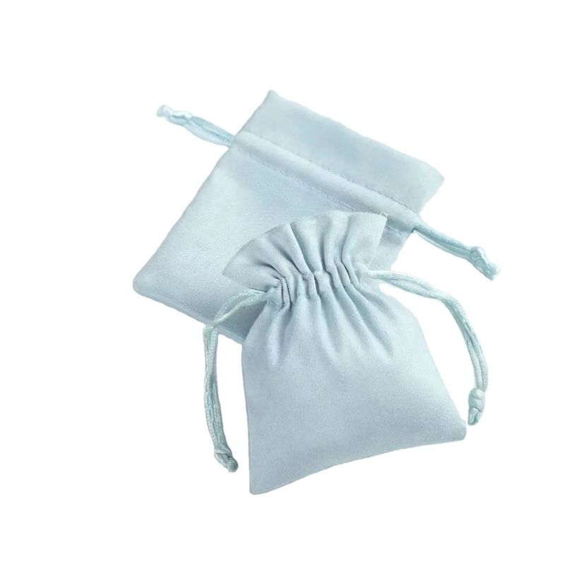 Aanvaardbaar OEM/ODM Custom Light Blue Velvet Drawstring Bag voor juweliersorganisatie