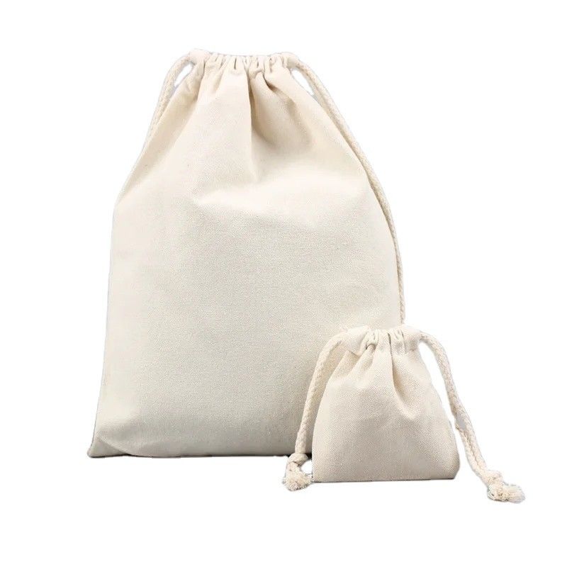 Custom Logo Cotton Drawstring Bag voor herbruikbare milieuvriendelijke verpakkingen in kleine maten