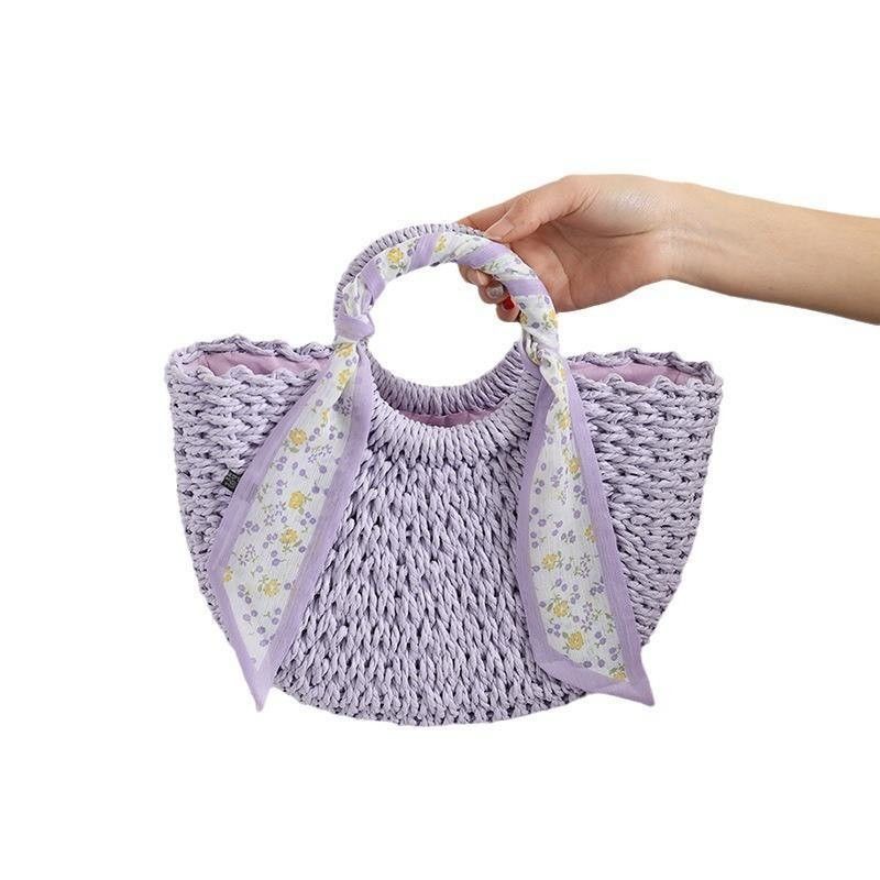 2024 Summer Travel Beach Geweven tas met open sluitend type en Straw Tote Handtas vrouw