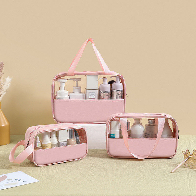 Solid Pattern Type Transparent PU Make-up Brush Beauty Skin Care Pouch voor aangepast logo
