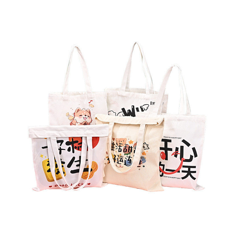 Custom Logo Zwarte handvat Canvas Bag 100% katoenen Tote Bag voor uw zakelijke behoeften