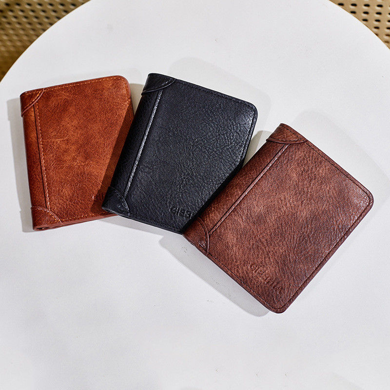 Volkoren lederen portemonnee voor mannen Afneembare Bifold Crazy Horse Portemonnee in retro bruin