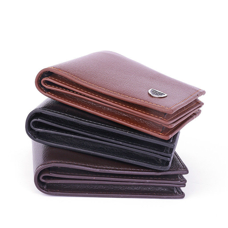 Mensen Bifold Crazy Horse Echte Lederen Portemonnee met 2 ID Window Volkoren Lederen