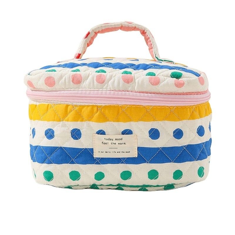 Flower Puffy Quilted Make-up Bag voor het dagelijks leven Ins Reis Student Tote Grote capaciteit