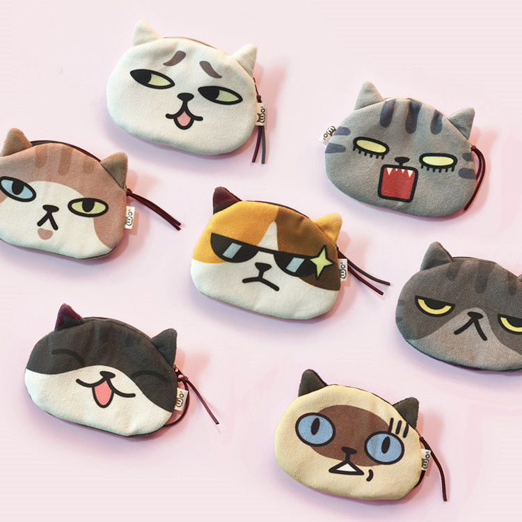Unisex 3D Cat Coin Wallet schattig Mini Plush Handtas Kleine diervormige tas met linnen voering materiaal
