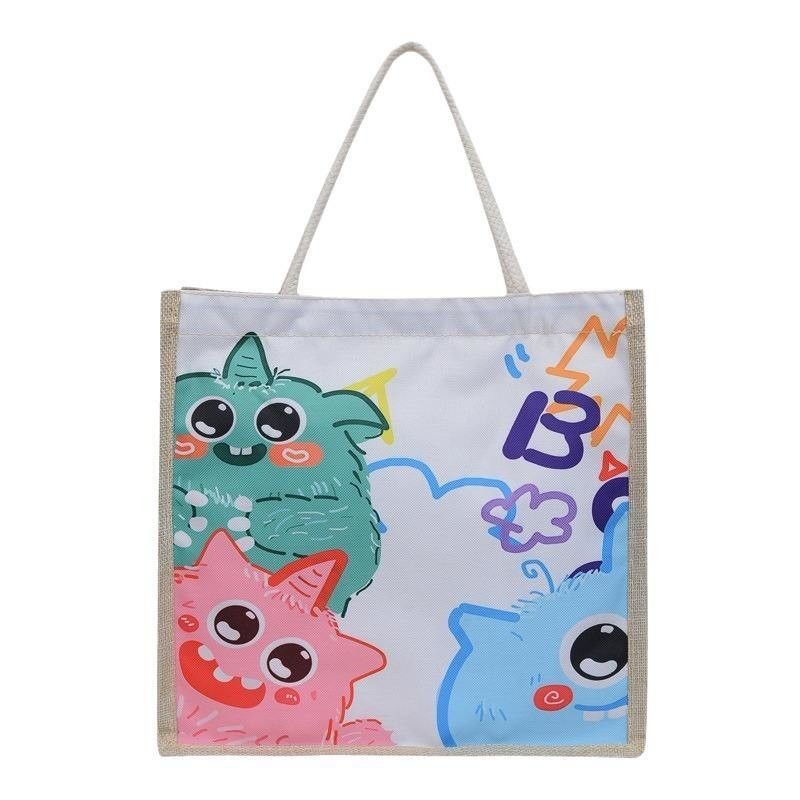 2024 Kinderen Custom Cartoon Schoudertas voor strand Leisure Travel Canvas Tote Bag