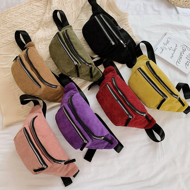 Acceptabele OEM/ODM vrouwen taillezakken voor buitensport hardlopende sportschool Fanny Pack Corduroy