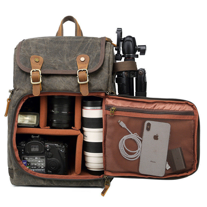 Eco-vriendelijke aangepaste logo camera tas rugzak voor DSLR en laptop in aangepaste kleur