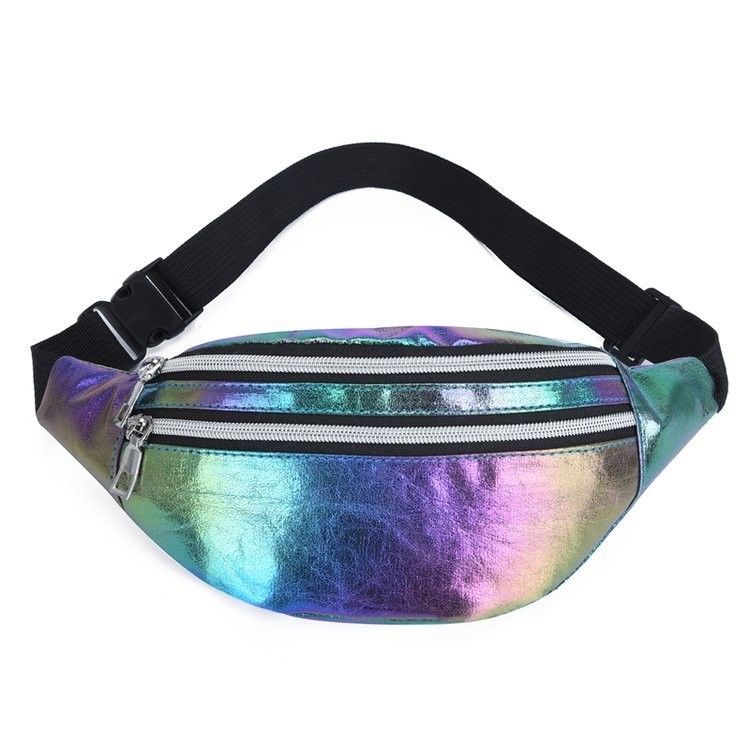 Stijlvolle aangepaste kleur holografische Fanny Pack taillezak voor meisjes Laser PU materiaal