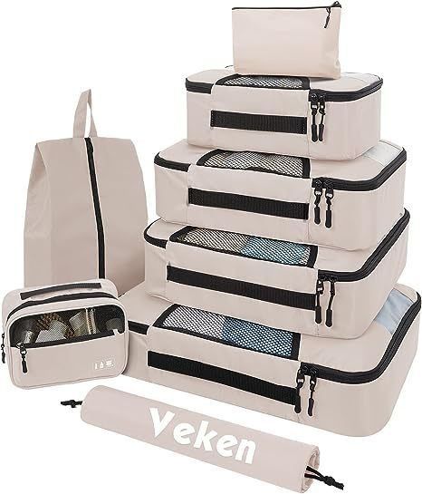 Gepersonaliseerd logo geaccepteerd Unisex reistassen 8 set verpakkingsblokjes met wastas en opslag