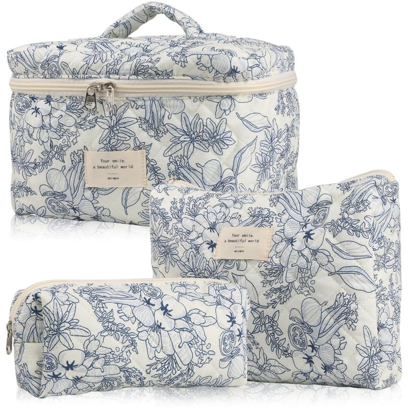 Lichte blauwe Gingham make-up tas Nieuwste modieuze stijl voor vrouwen reisbehoeften