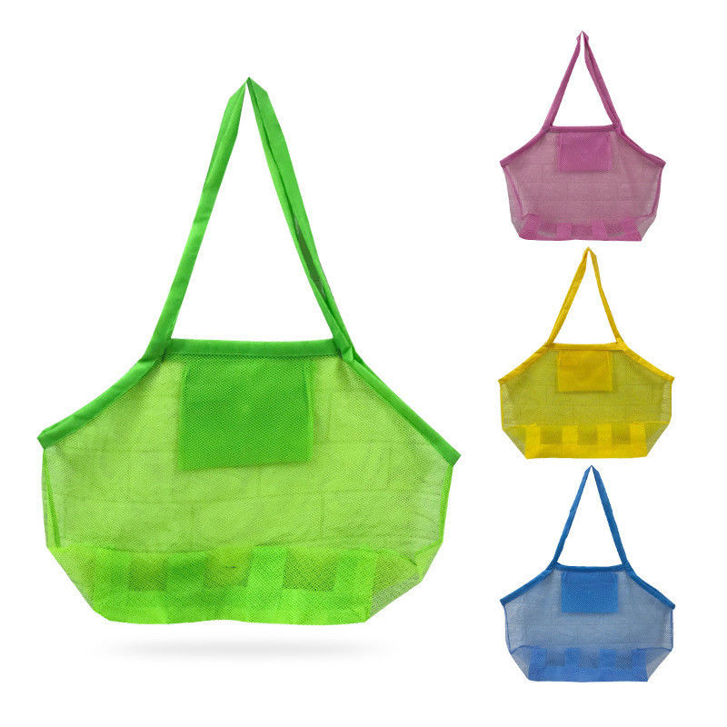 Nieuwste modieuze stijl kinderen zand weg opvouwbare strand tote tas speelgoed opslag mesh tas