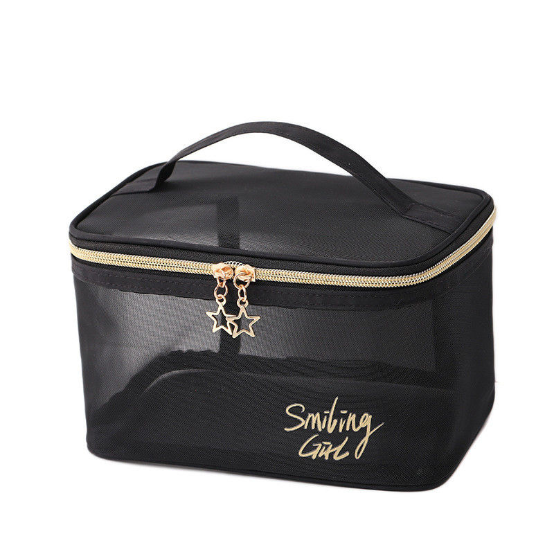 Zipper sluiting Zwart mesh make-up gereedschap organisator schoonheid cosmetische tas voor schoonheid liefhebbers