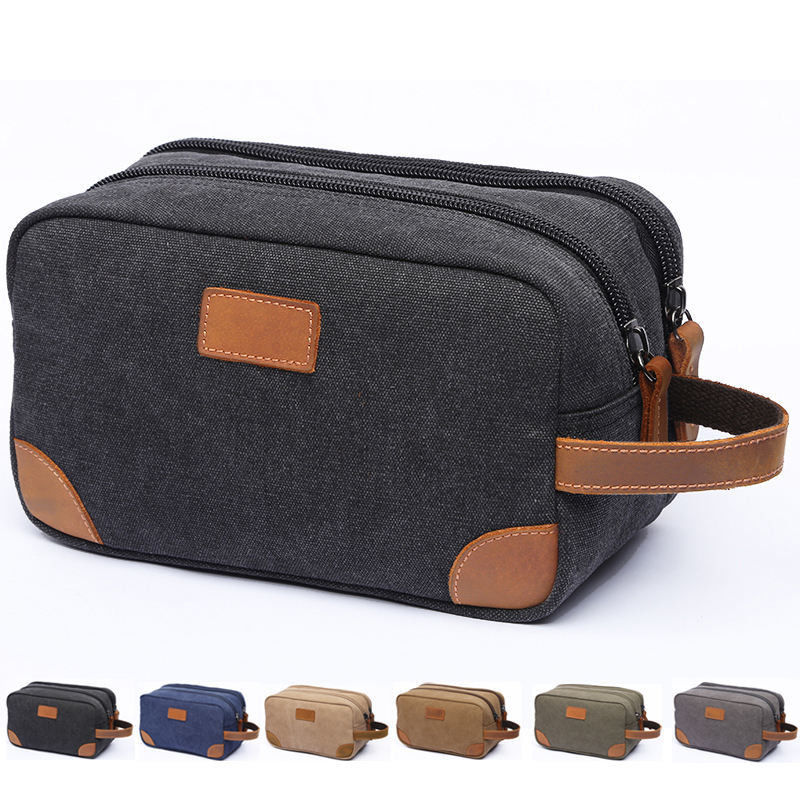 Canvas Toilettenzak voor mannen Persoonlijke baard Verzorging Scheeren Dopp Kit Kosmetische reizen