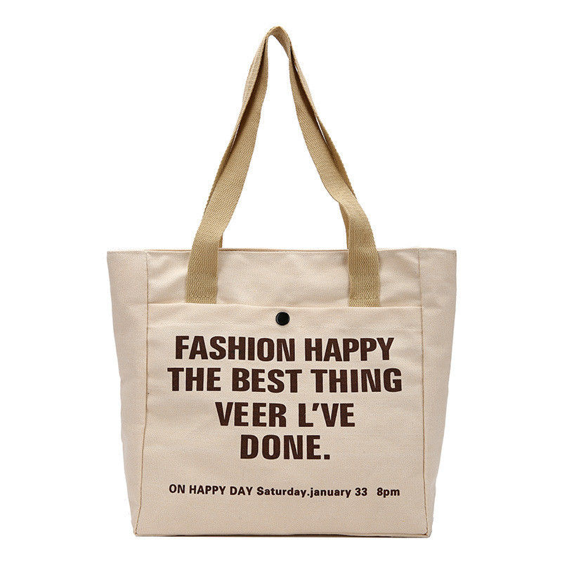 Open sluiting Mode-stijl Op maat gemaakt Print Canvas Winkeltassen Grote katoenen tas