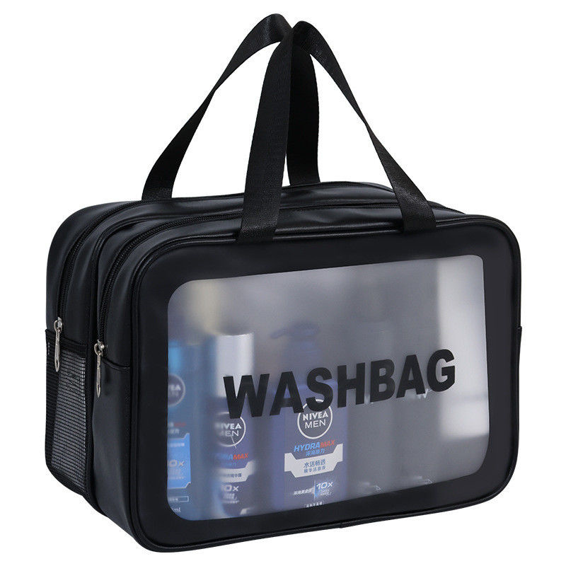Solid Pattern PVC Clear Travel Wash Bag voor waterdicht toiletgoed en make-up in badkamer