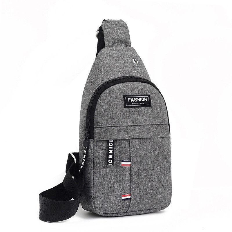 Custom logo oortelefoon gat mannen sling tas voor het dagelijks leven en sport in veelzijdige stijl