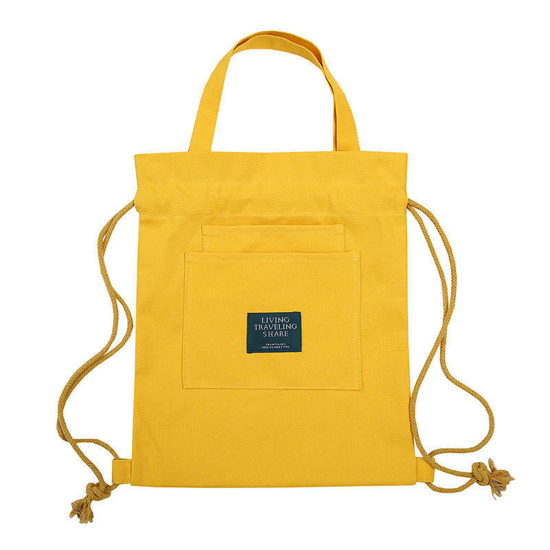 Studentenles Handtas Custom Logo Canvas rugzak met trekgordel sluiting en dubbele...
