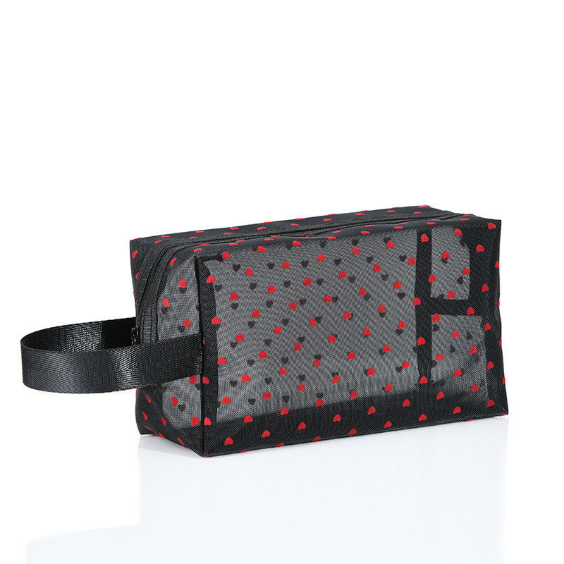 Love Mesh Cosmetic Bag Grote capaciteit en aangepast logo voor moeiteloze toegang tot cosmetica