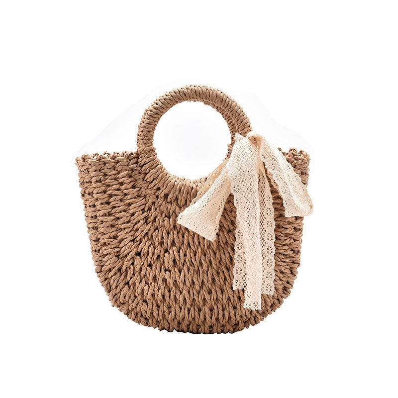 Open sluiting aangepaste Tote Bag voor Summer Beach Rattan Schouder Basket Straw Bag
