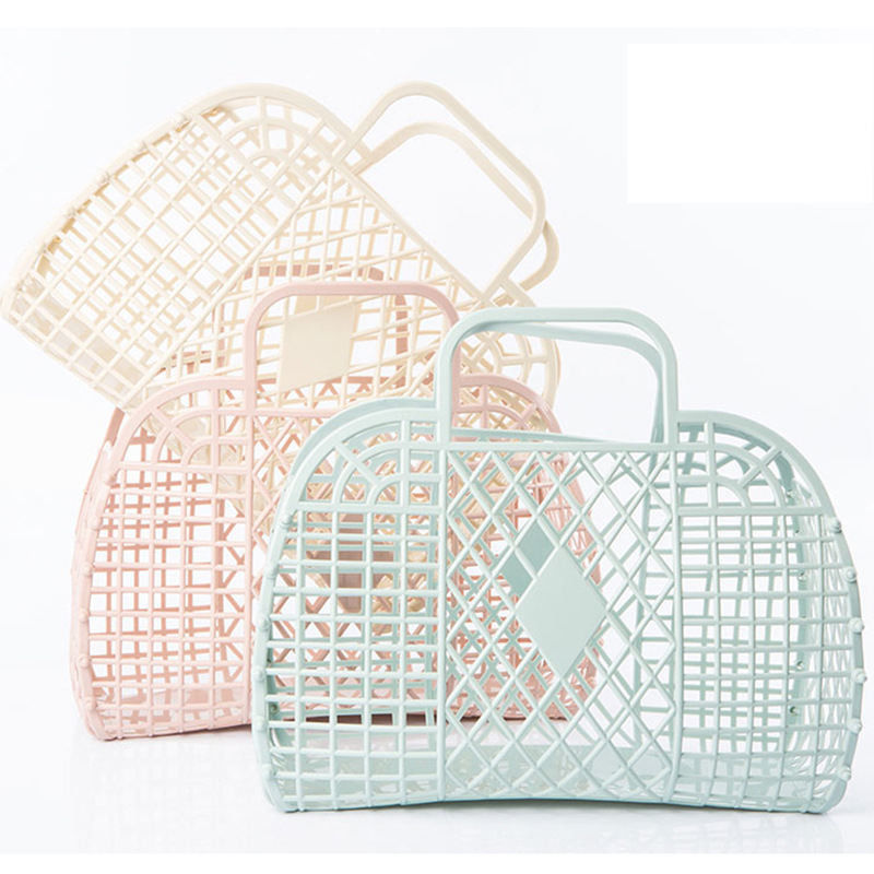 2023 Zomer Draagbare Vakantie Plastic Pvc Mode Beach Retro Jelly Basket Bag voor Vrouw