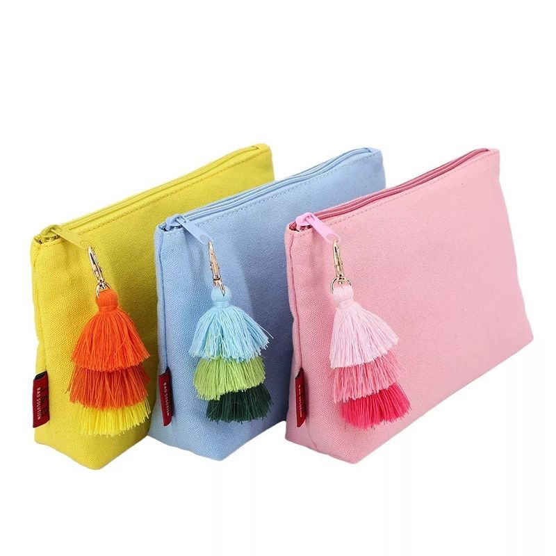 Schoonheid katoenen vrouwen make-up reistas met rits sluiting en Tassel Custom Logo