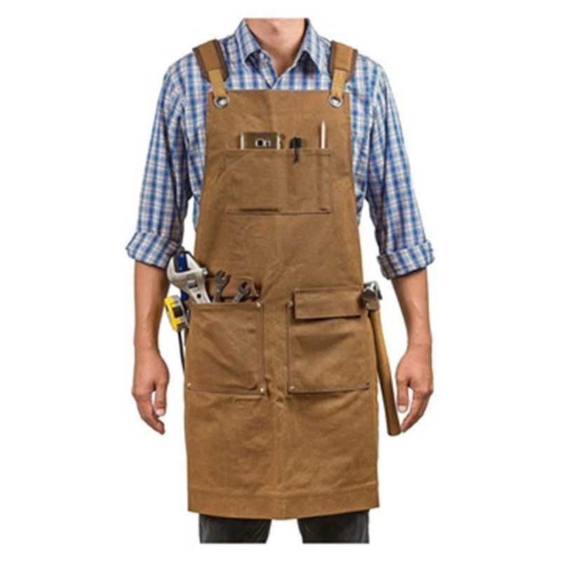 Restaurant Bar Essentieel Gewassen Canvas Chef Bib Schort met Gereedschapszak en Gepersonaliseerd Logo