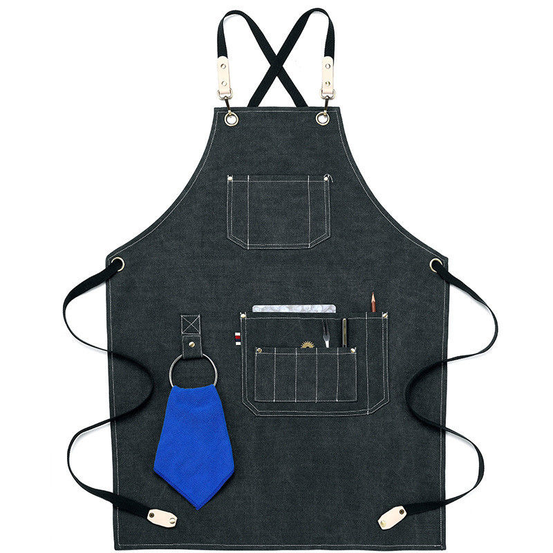 Custom waterdicht kruis rug Canvas voorschoen Denim voorschoen voor het dagelijks leven in restaurant bar