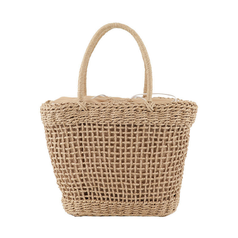 Gepersonaliseerd logo geaccepteerd Middelgrote Rattan Straw Handtas voor Lady Hollow Out Summer Fashion