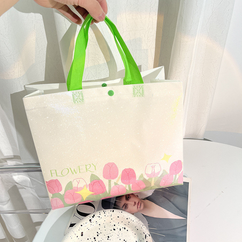 Niet-geweven tas met gebogen hoeken en aangepaste kleur Eco Shopping aangepast
