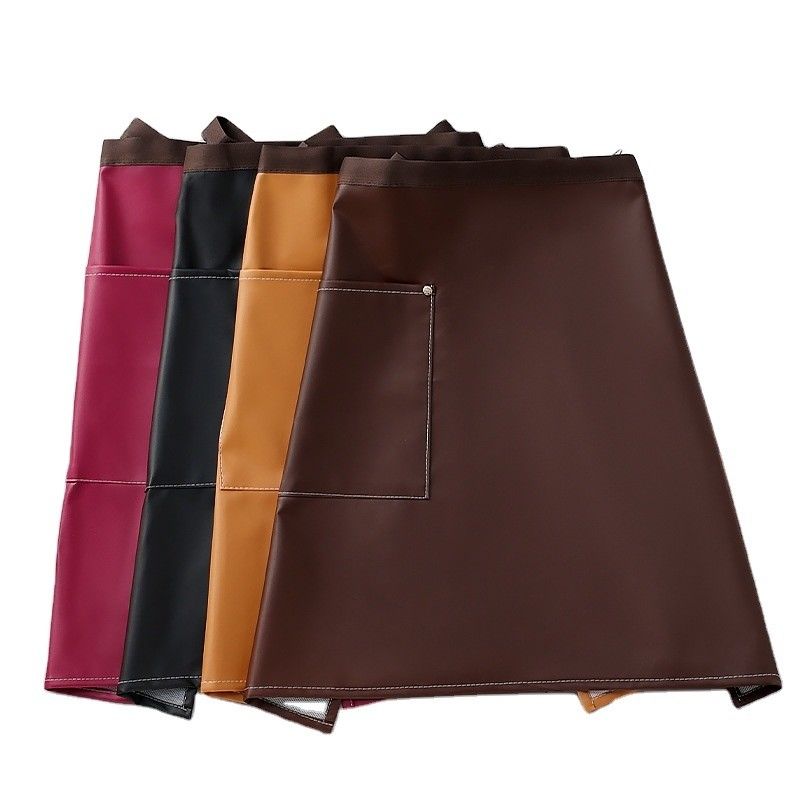 Custom Logo Printed Waxed PU Leather Halve Schort voor Barista's Servers en Barkeepers